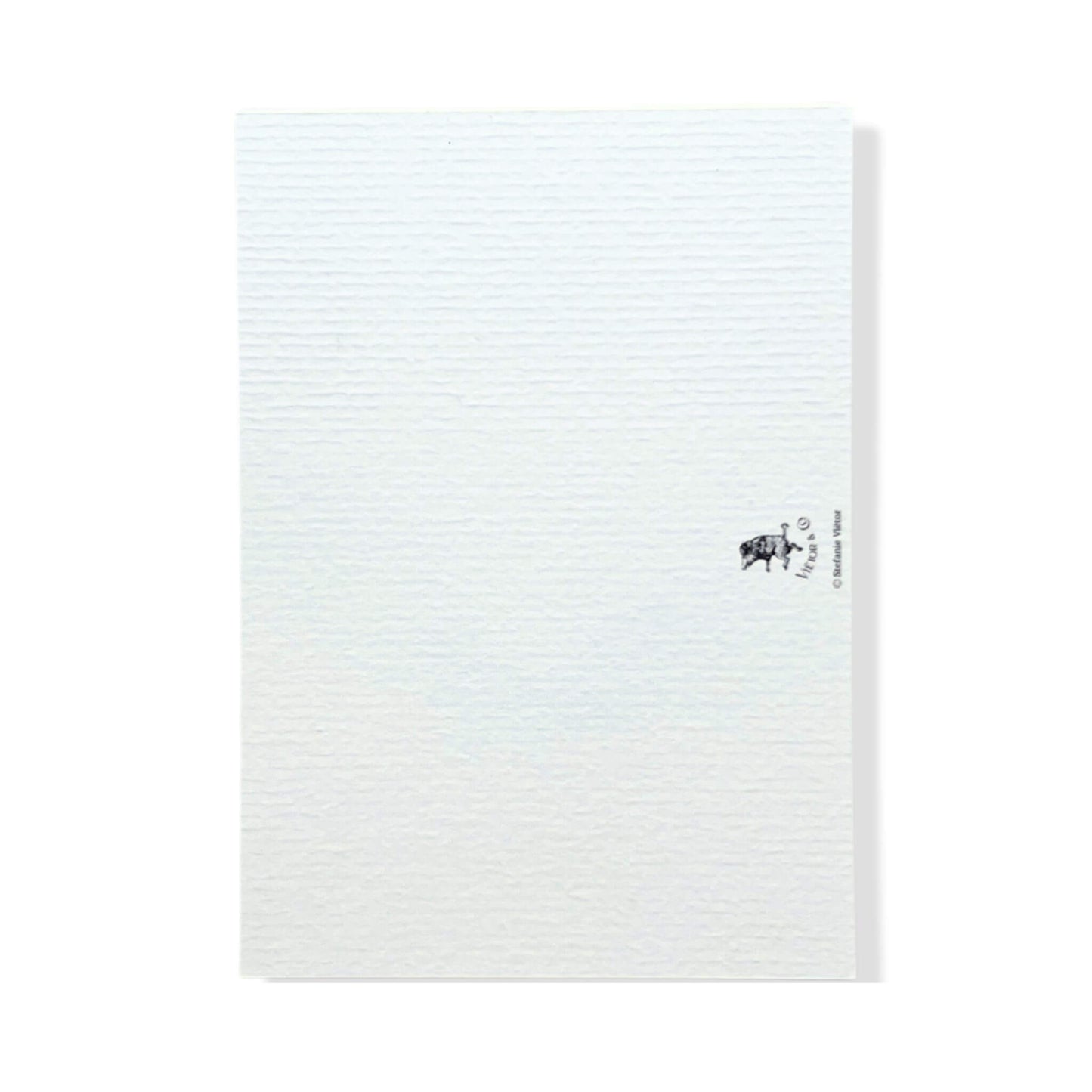 Back of A6 postcard on 300 gram off-white aquarel like paper  with Vietor and Co logo
