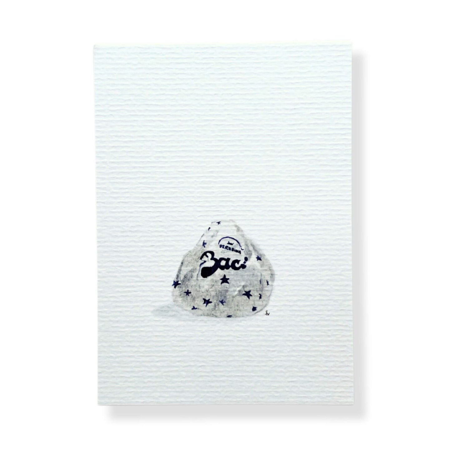 A6 postcard on 300 gram off-white aquarel like paper  with illustration by Stefanie Vietor of a Baci