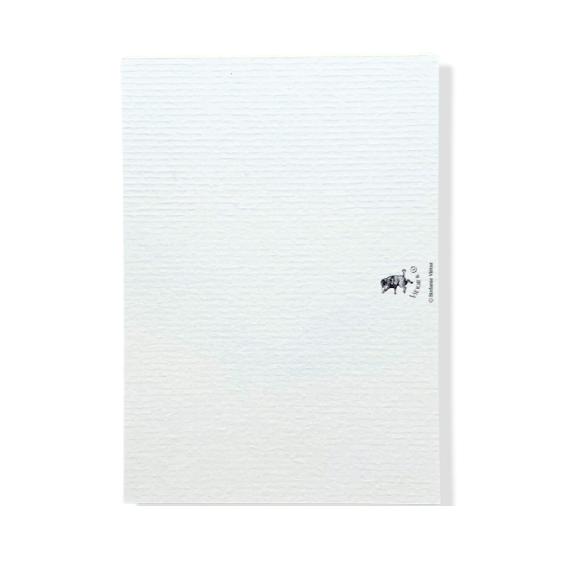 Back of A6 postcard on 300 gram off-white aquarel like paper  with Vietor and Co logo