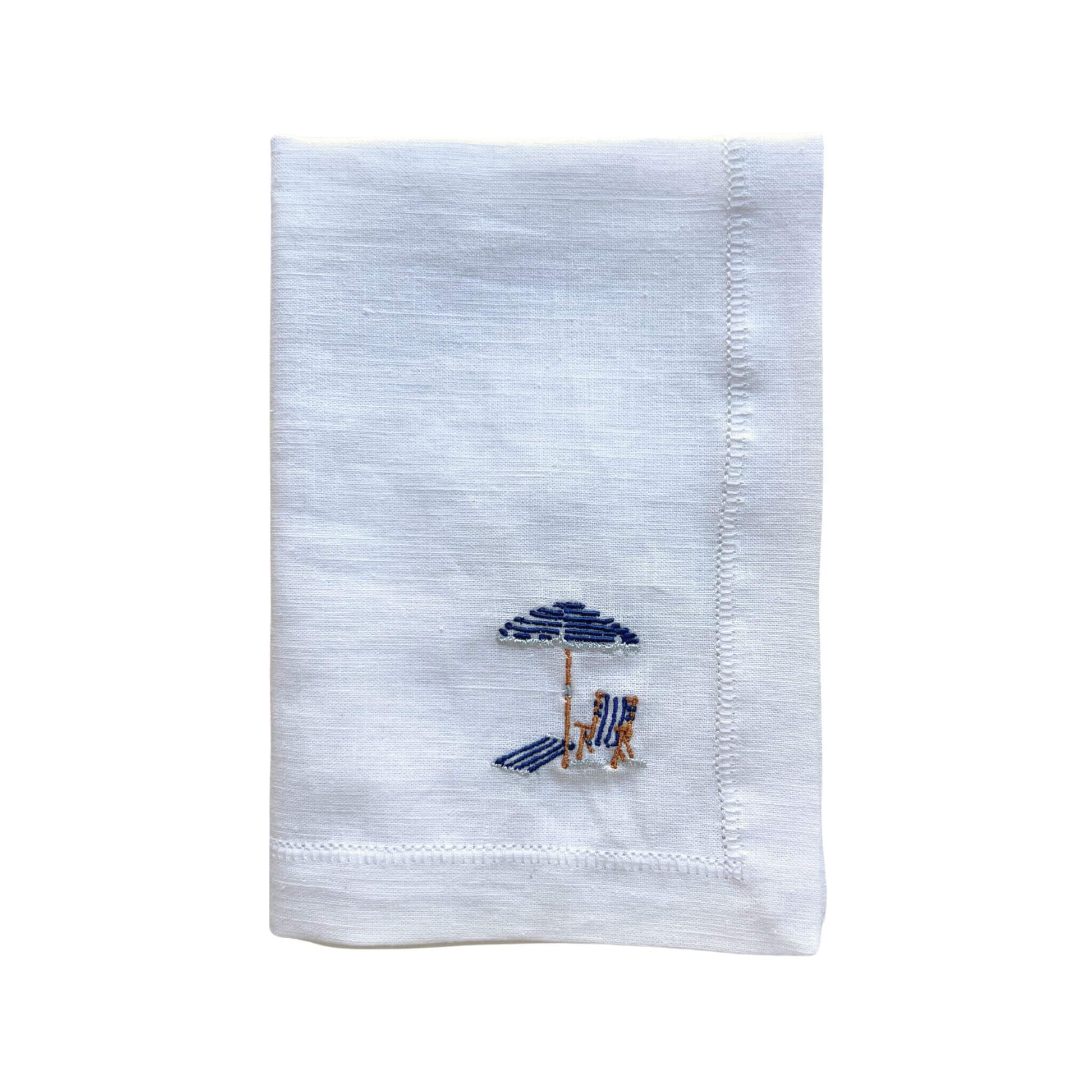 Linen napkin 40x40cm with embroidery of a Parasol llustation by Stefanie Vietor