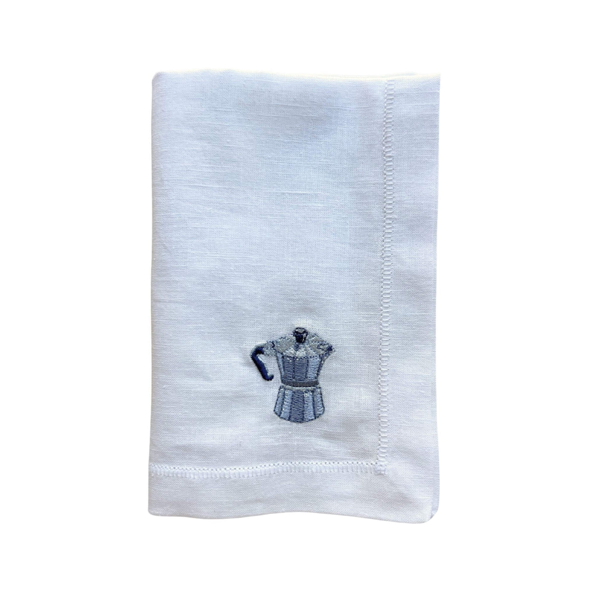 Linen napkin 40x40cm with embroidery of a Moka illustation by Stefanie Vietor