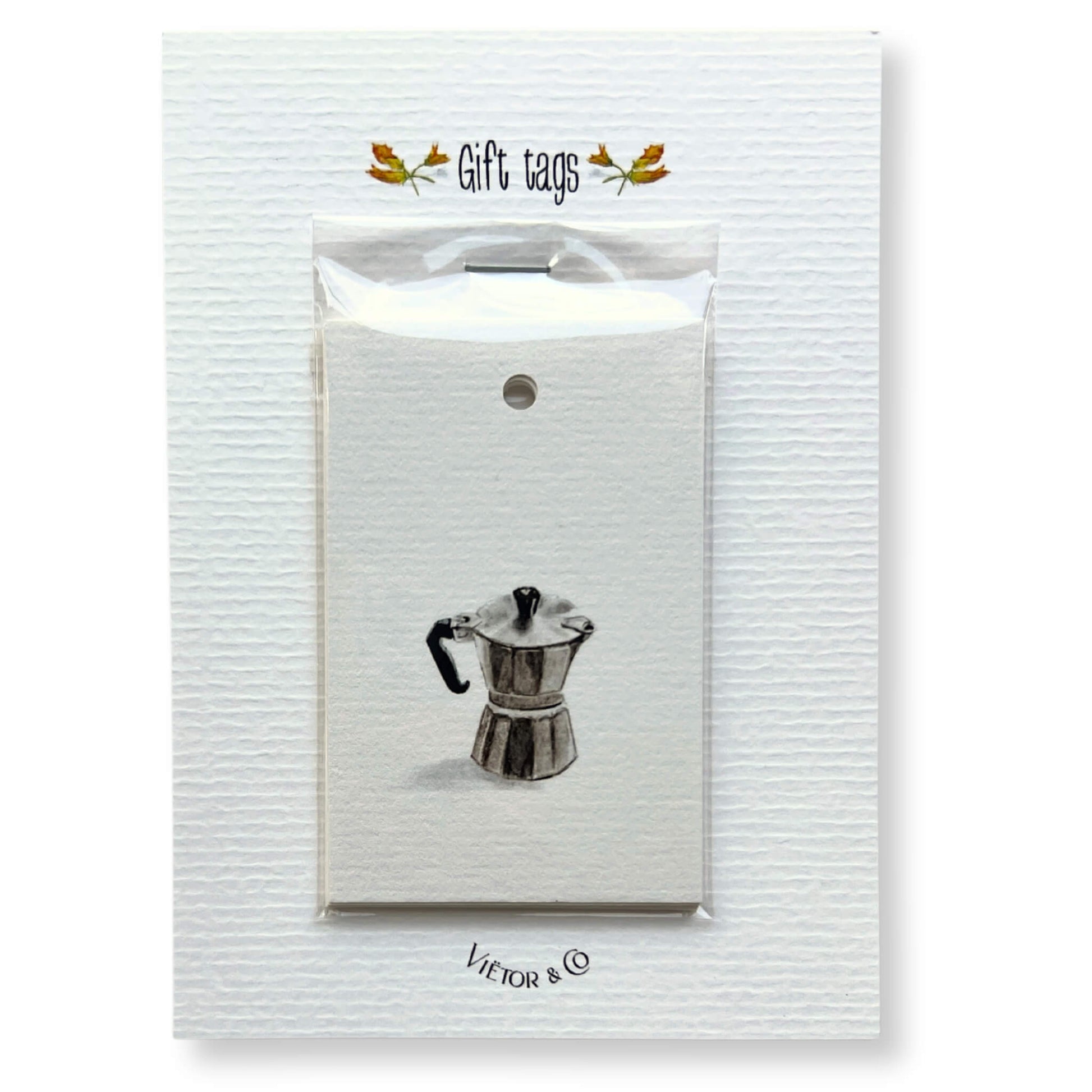 Front of the package with gift tags size 5,5 x 8,5 cm with illustrations by Stefanie Vietor