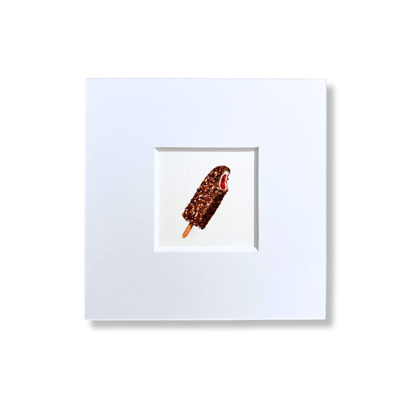 Mini print of an illustration of a Croccante Gelato by Stefanie Vietor in white passepartout size 10x10cm