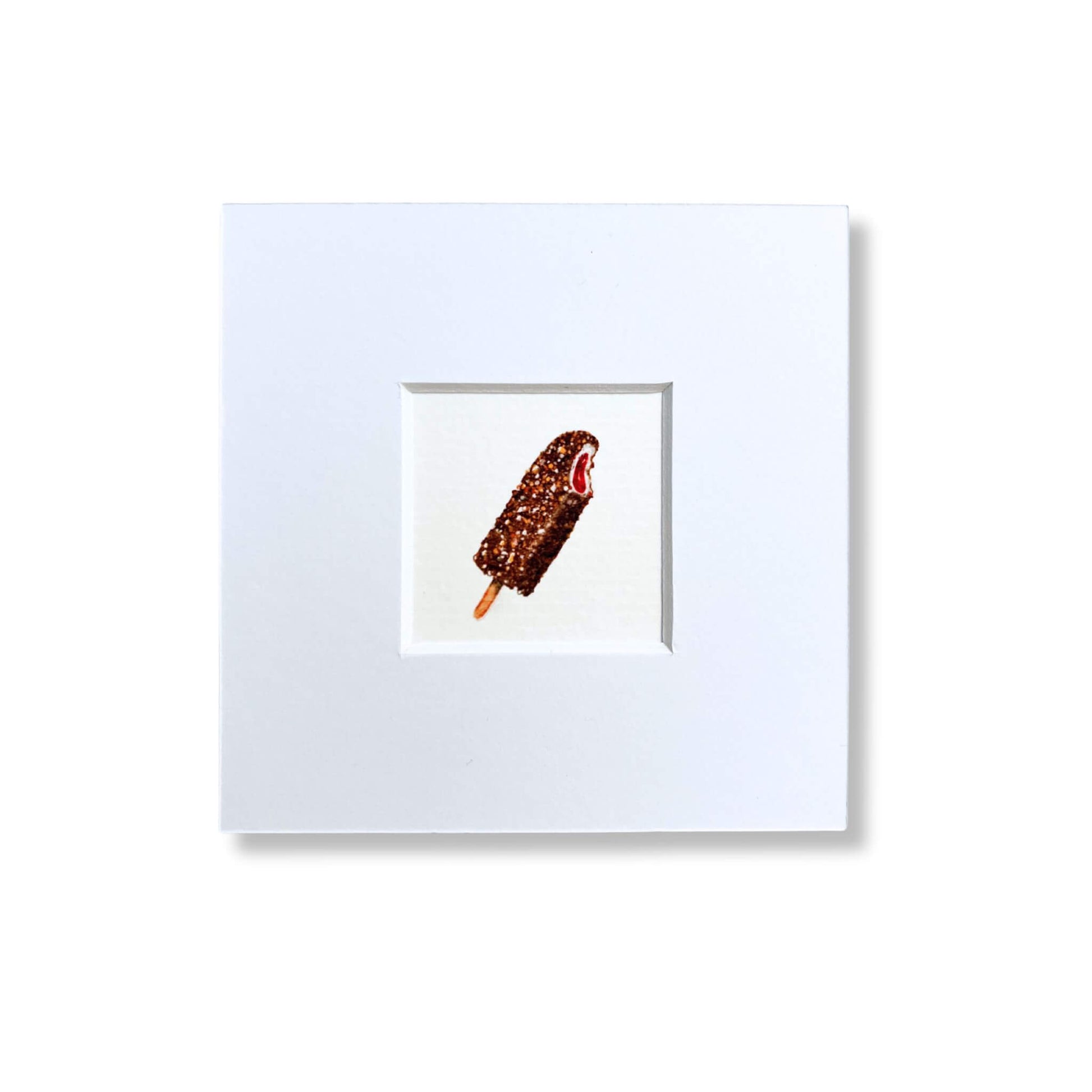 Mini print of an illustration of a Croccante Gelato by Stefanie Vietor in white passepartout size 10x10cm