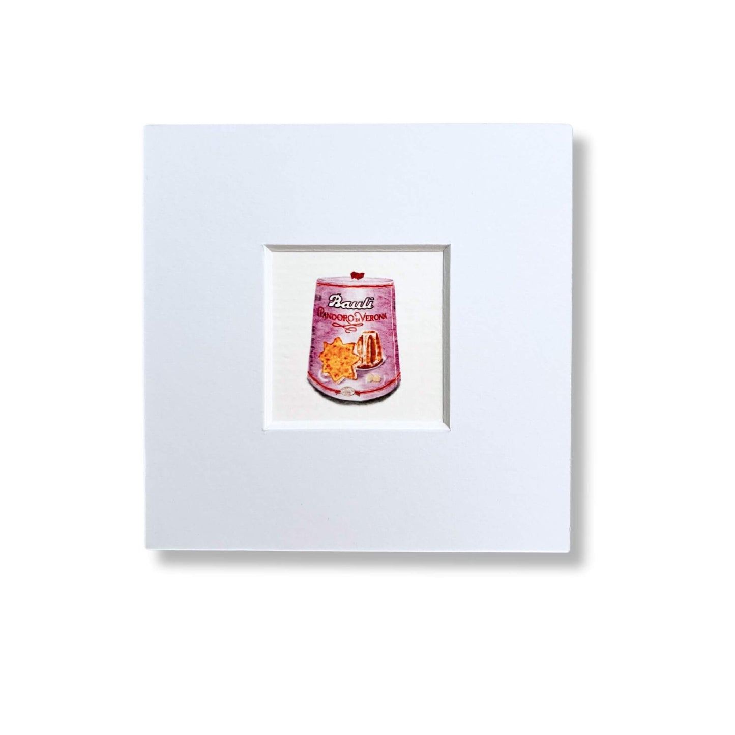 Mini print of an illustration of Bauli's Pandóro o by Stefanie Vietor in white passepartout size 10x10cm