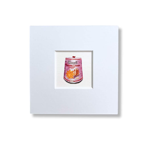 Mini print of an illustration of Bauli's Pandóro o by Stefanie Vietor in white passepartout size 10x10cm