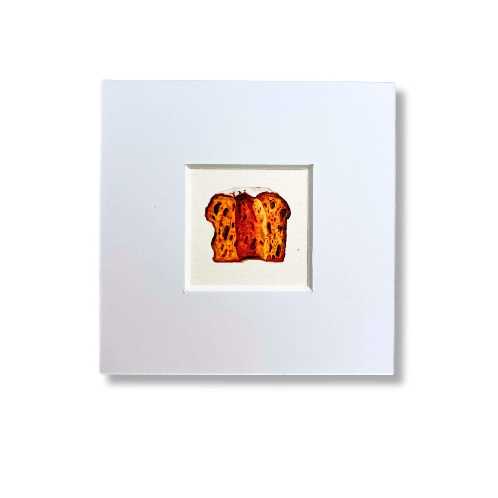 Mini print of an illustration of a Panettone by Stefanie Vietor in white passepartout size 10x10cm