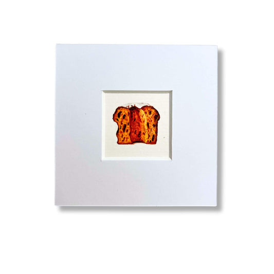 Mini print of an illustration of a Panettone by Stefanie Vietor in white passepartout size 10x10cm