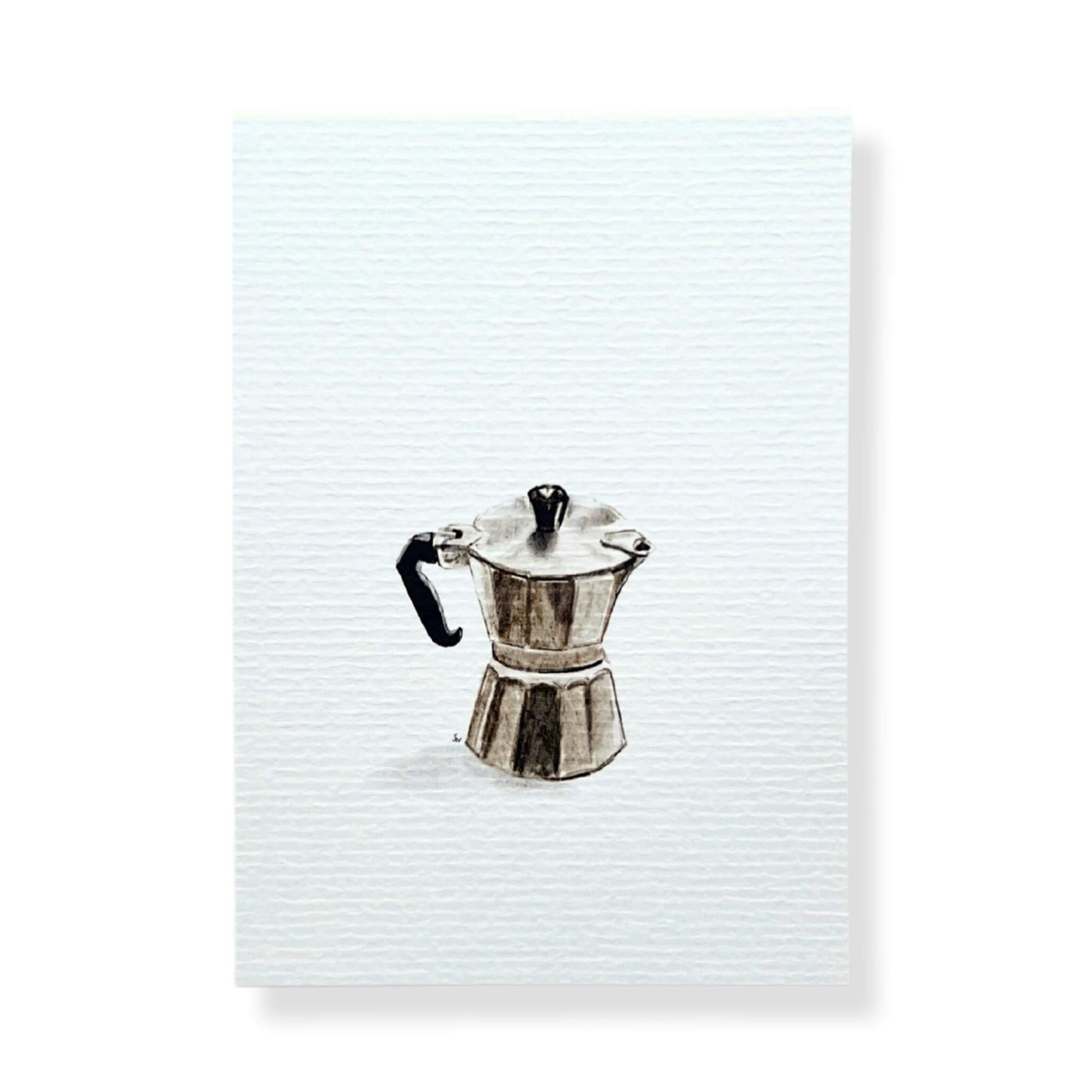 A6 postcard on 300 gram off-white aquarel like paper  with illustration by Stefanie Vietor of a Moka 