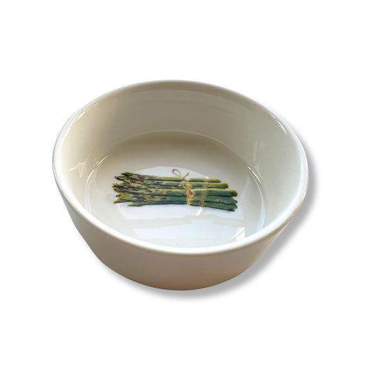 Rameskin size 3x9cm porcelain with Asparagus illustration by Stefanie Vietor