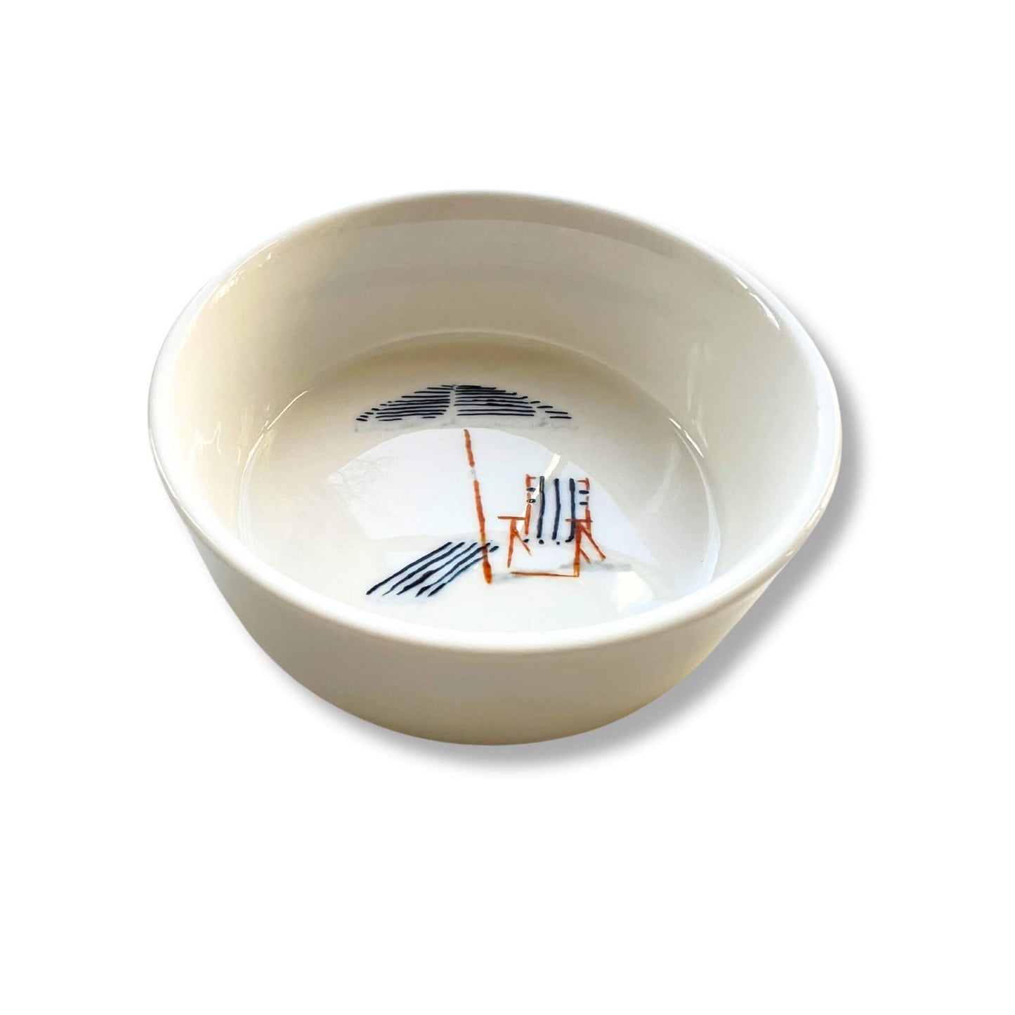 Rameskin size 3x9cm porcelain with blue parasol illustration by Stefanie Vietor